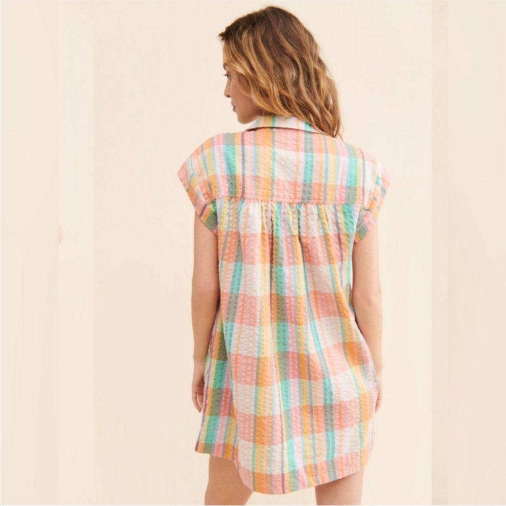 Free People Dreamers Madras Plaid Mini Dress - Picture 3 of 9